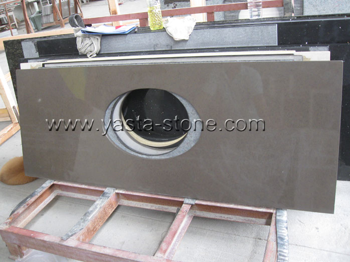 China Brown Quartz Vanity Tops